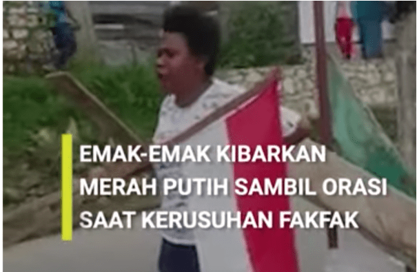 Viral Video Emak-emak Fakfak bawa bendera merah putih