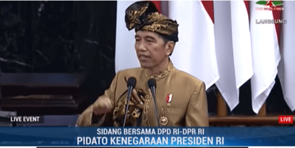 Presiden Jokowi saat Pidato di Sidang DPR, MPR dan DPD RI