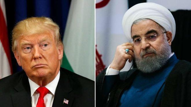 Foto Donald Trump dan Hassan Rouhani