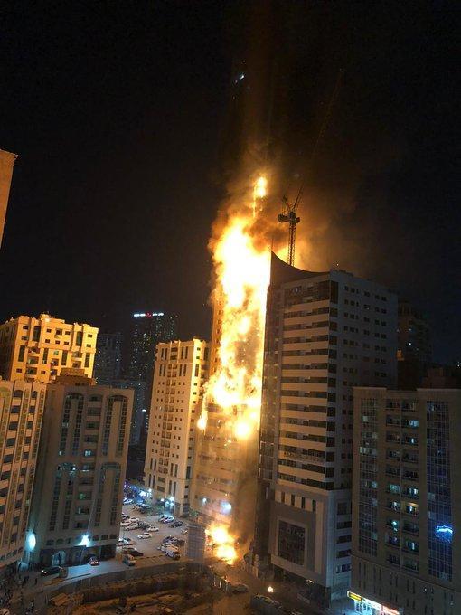 Video: Gedung Pencakar Langit Terbakar Hebat di UEA, Satu Tower Apartemen Hangus