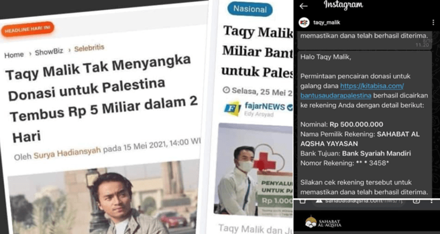 Terbongkar! Taqy Malik Sumbang Donasi Palestina kepada NGO Pro Teroris Suriah